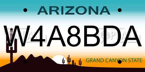 W4A8BDA Arizona License Plate