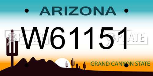 W61151 Arizona License Plate