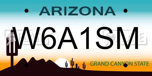 W6A1SM Arizona License Plate