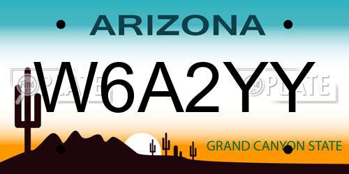 W6A2YY Arizona License Plate