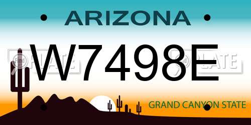 W7498E Arizona License Plate