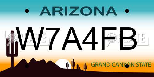 W7A4FB Arizona License Plate