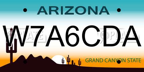 W7A6CDA Arizona License Plate