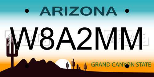 W8A2MM Arizona License Plate