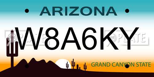 W8A6KY Arizona License Plate