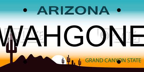WAHGONE Arizona License Plate