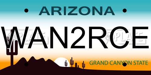 WAN2RCE Arizona License Plate