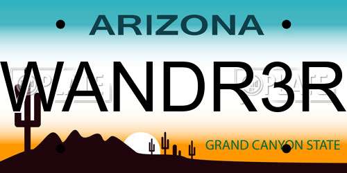 WANDR3R Arizona License Plate