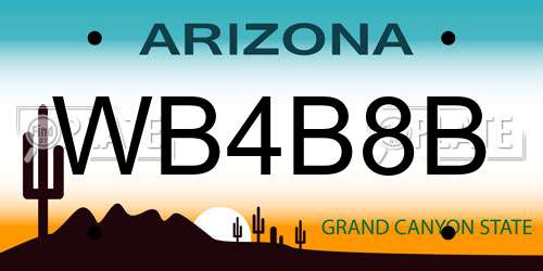 WB4B8B Arizona License Plate