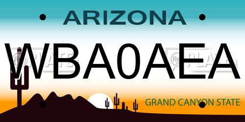 WBA0AEA Arizona License Plate