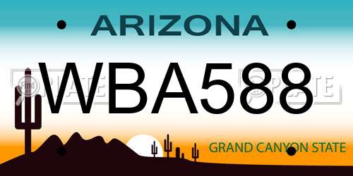 WBA588 Arizona License Plate