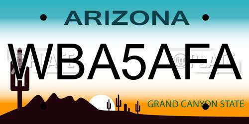 WBA5AFA Arizona License Plate