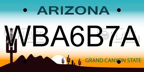 WBA6B7A Arizona License Plate