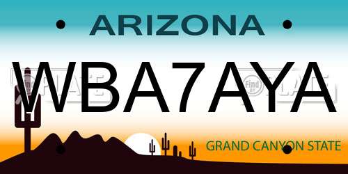 WBA7AYA Arizona License Plate