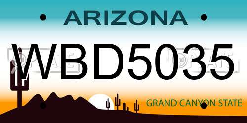 WBD5035 Arizona License Plate