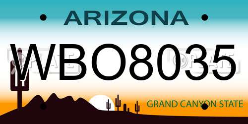 WBO8035 Arizona License Plate