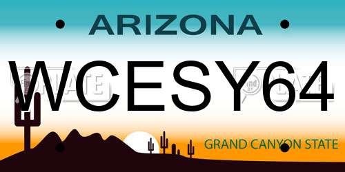 WCESY64 Arizona License Plate