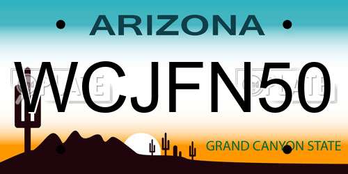 WCJFN50 Arizona License Plate