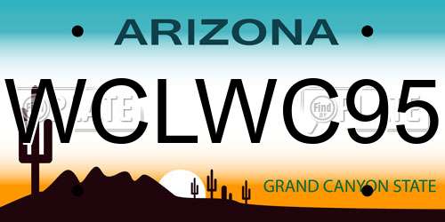 WCLWC95 Arizona License Plate