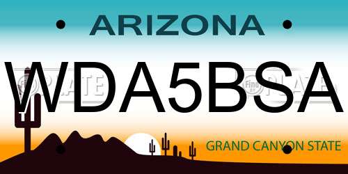 WDA5BSA Arizona License Plate