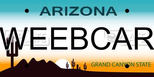 WEEBCAR Arizona License Plate