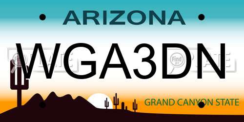 WGA3DN Arizona License Plate