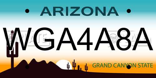 WGA4A8A Arizona License Plate