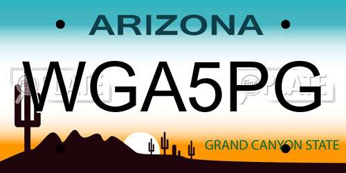 WGA5PG Arizona License Plate