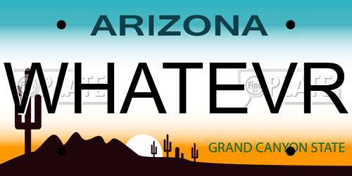 WHATEVR Arizona License Plate