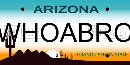 WHOABRO Arizona License Plate