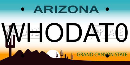 WHODAT0 Arizona License Plate