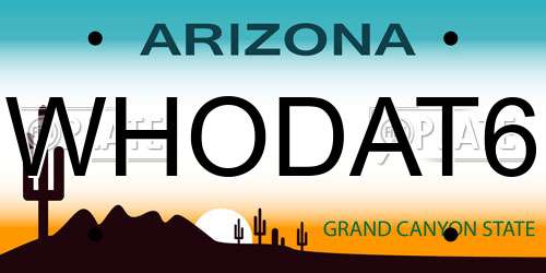 WHODAT6 Arizona License Plate