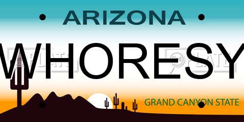 WHORESY Arizona License Plate