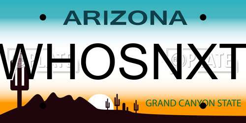 WHOSNXT Arizona License Plate