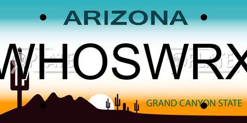WHOSWRX Arizona License Plate