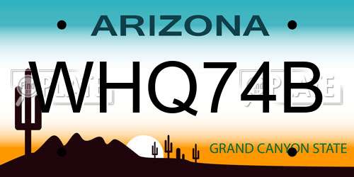 WHQ74B Arizona License Plate