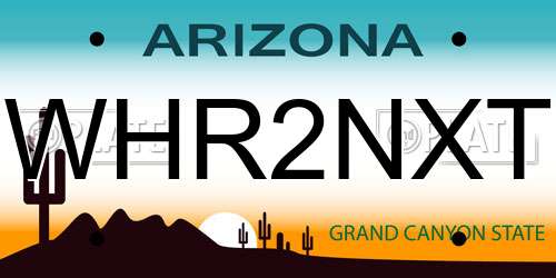 WHR2NXT Arizona License Plate