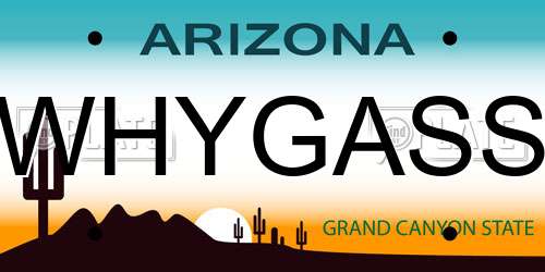 WHYGASS Arizona License Plate