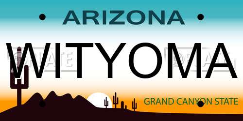 WITYOMA Arizona License Plate