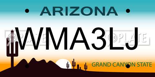 WMA3LJ Arizona License Plate