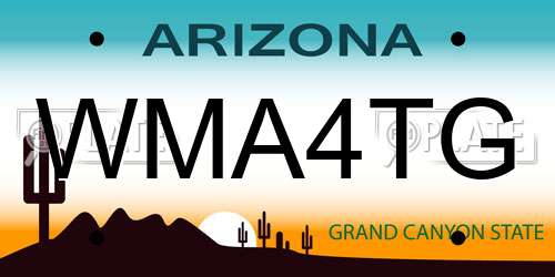 WMA4TG Arizona License Plate