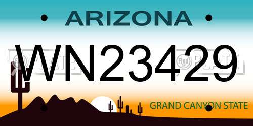 WN23429 Arizona License Plate