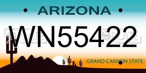 WN55422 Arizona License Plate