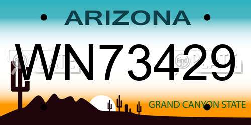 WN73429 Arizona License Plate