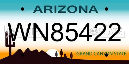 WN85422 Arizona License Plate