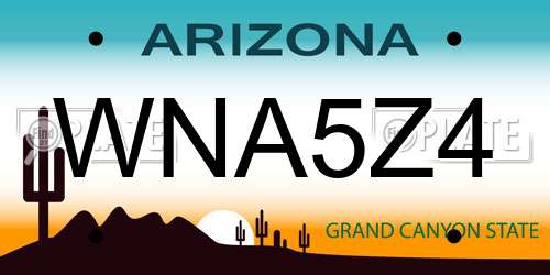 WNA5Z4 Arizona License Plate