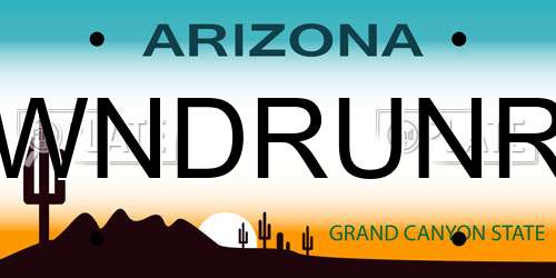 WNDRUNR Arizona License Plate