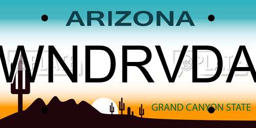 WNDRVDA Arizona License Plate