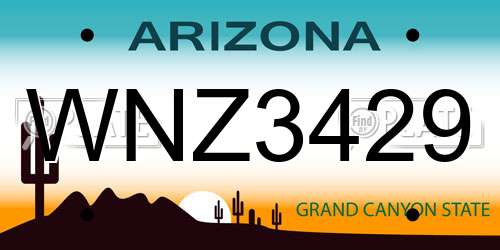 WNZ3429 Arizona License Plate