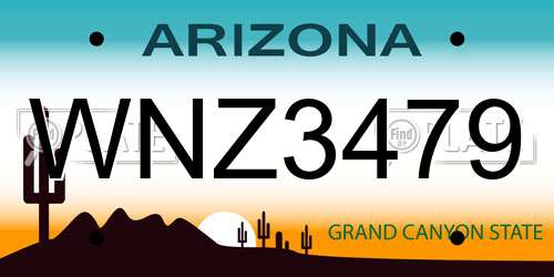 WNZ3479 Arizona License Plate
